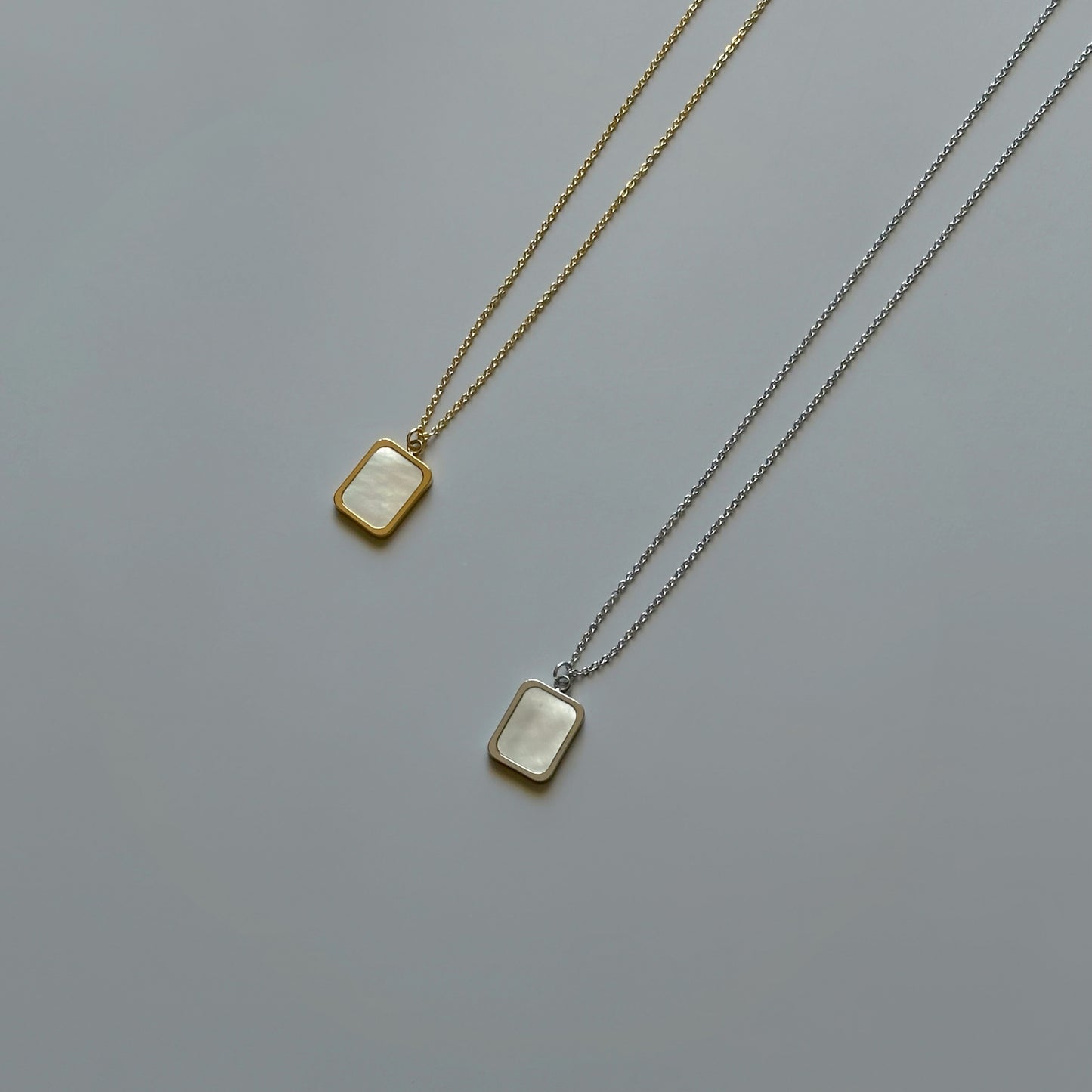 Mother of pearl rectangle pendant necklace