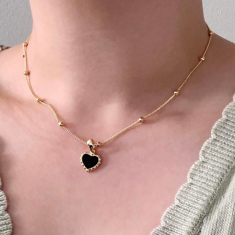 Vintage Heart charm Ball Chain Necklace