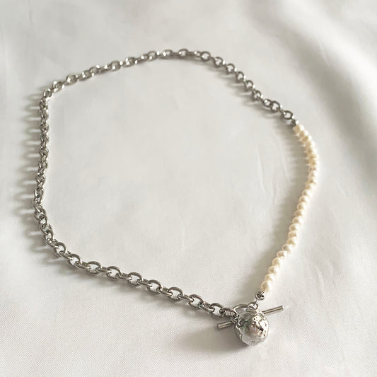 Freshwater Pearl Chain T-Bar Necklace[Back in stock]