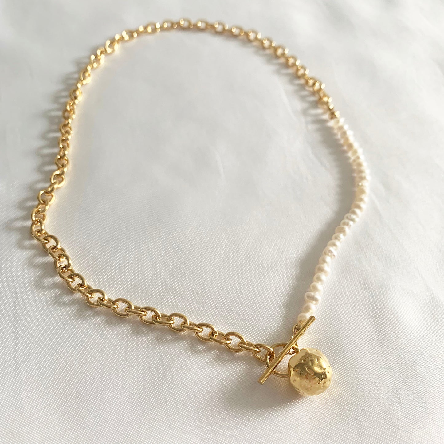 Freshwater Pearl Chain T-Bar Necklace[Back in stock]