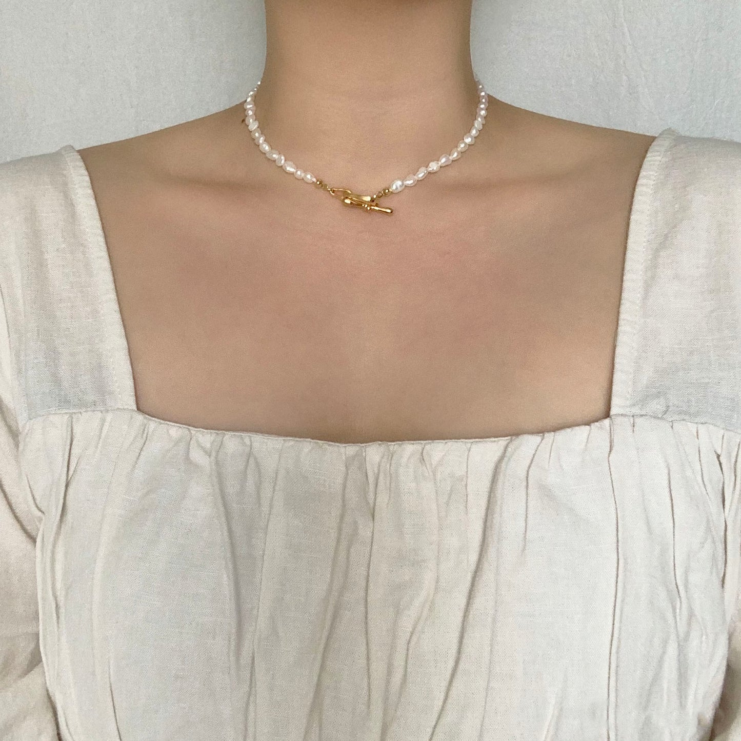 Freshwater Pearl T-Bar Necklace[Back in stock]