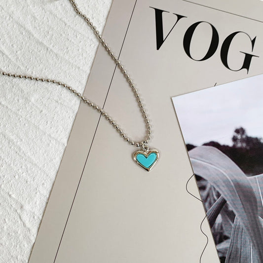 Mint Heart Ball Chain Necklace