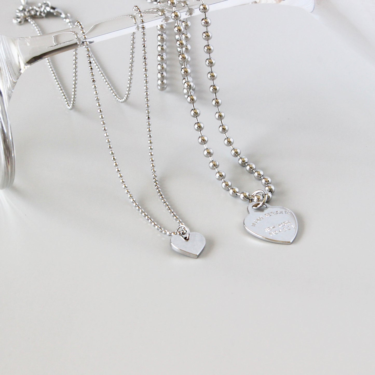 Heart Ball Chain Layered Necklace