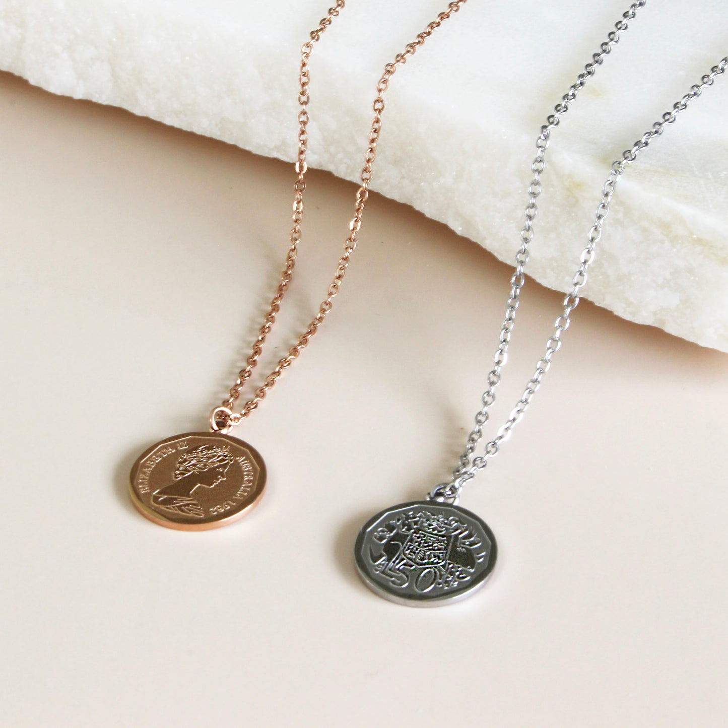 Surgical Single Chain Coin Necklace