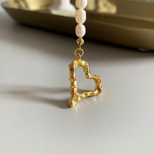 Freshwater Pearl Heart T-Bar Bracelet