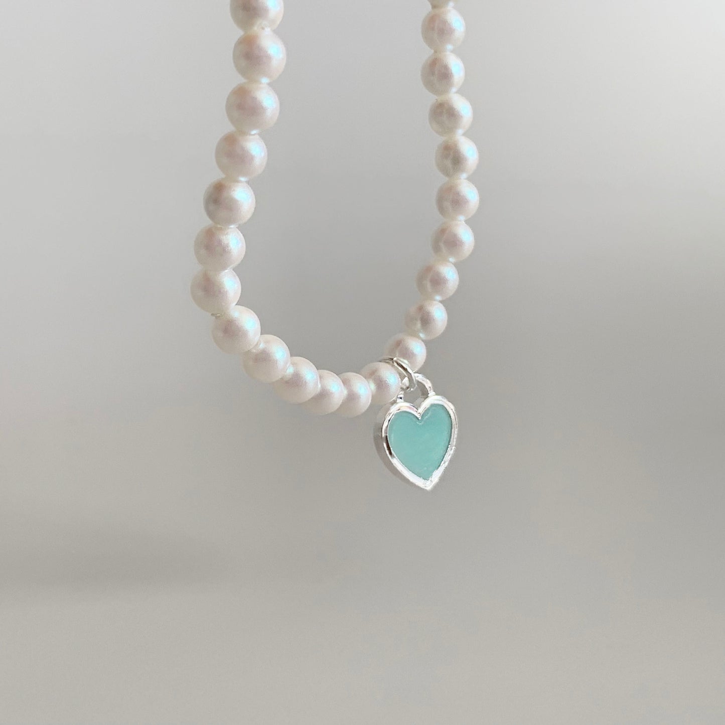 Mint Heart Pearl Bracelet